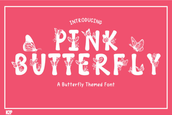 Pink Butterfly Font for Handmade and Commercial Designs